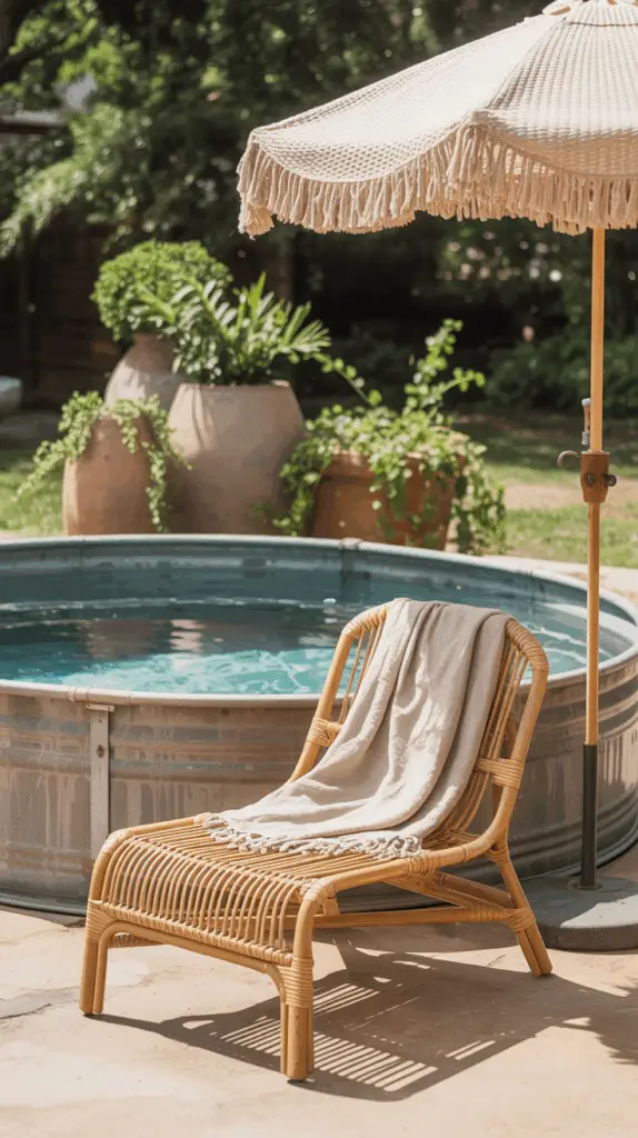 Creative Stock Tank Pool Ideas for Backyards with Tropical Vibes