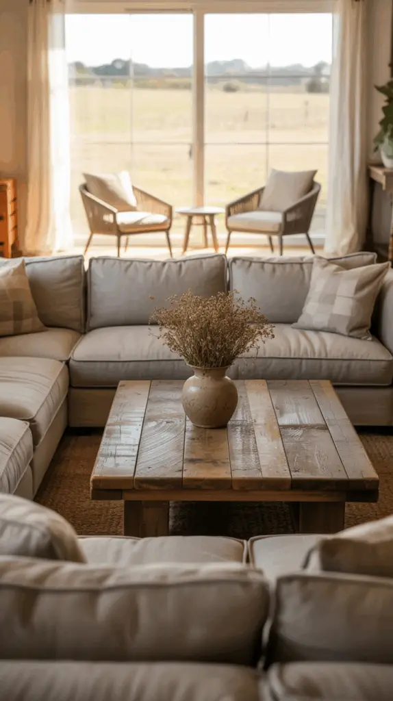 Farmhouse Warm Neutral Living Room Inspirations: Cozy, Inviting Designs for Every Home