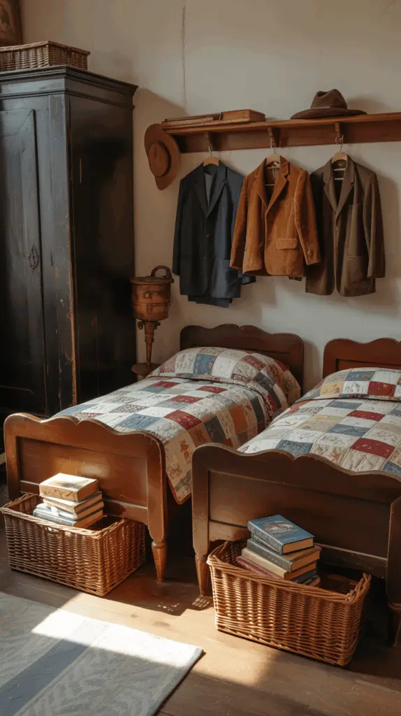 Vintage Boys Bedroom Ideas with Classic Twin Beds and Timeless Vintage Decor