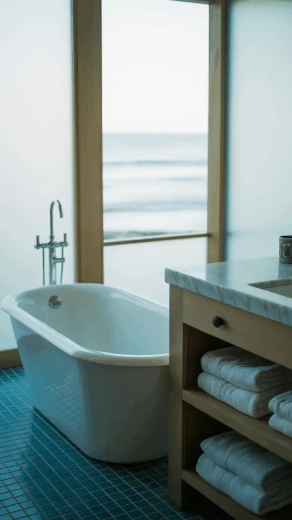 Coastal Blue Bathroom: Blending Elegance with Seaside Charm for a Relaxing, Stylish Retreat