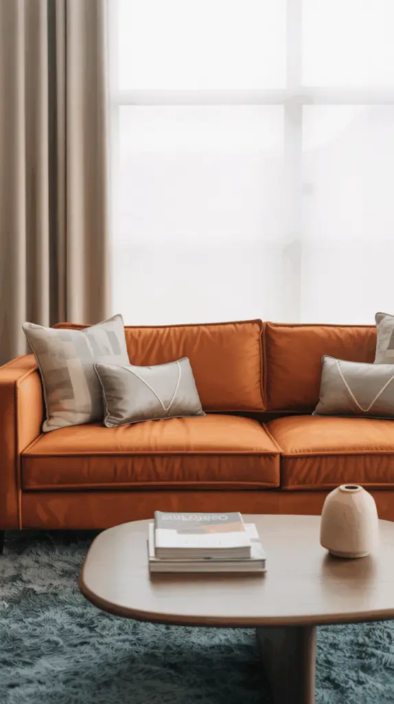 Bring Warmth to Your Home with Stunning Orange Couch Living Room Designs – Bold & Cozy Ideas