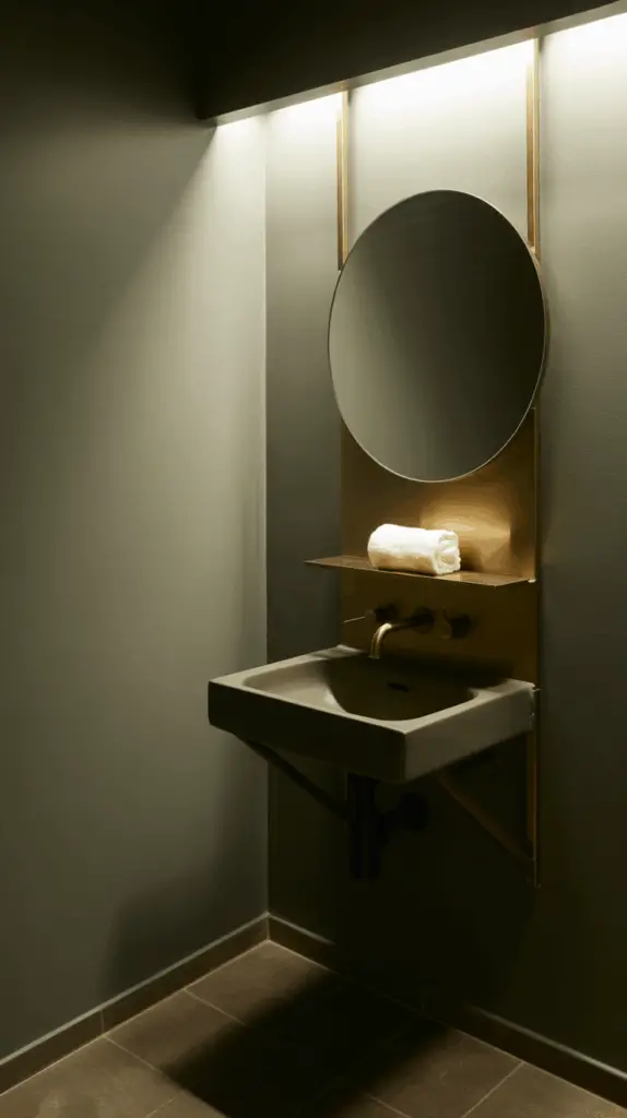 Transform Your Powder Room: Metallic Accents That Shine in Dark, Moody Spaces