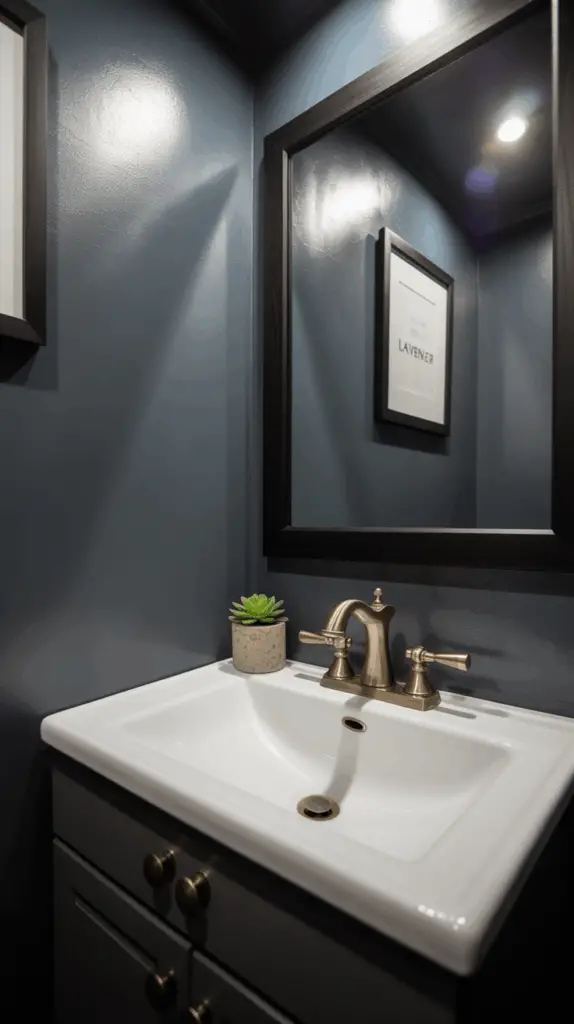 Transform Your Powder Room: Metallic Accents That Shine in Dark, Moody Spaces