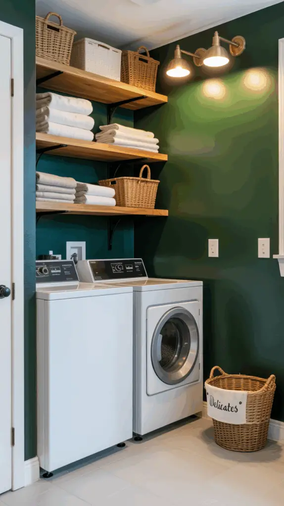 Dark Green Laundry Room Ideas for a Dramatic and Elegant Home Upgrade