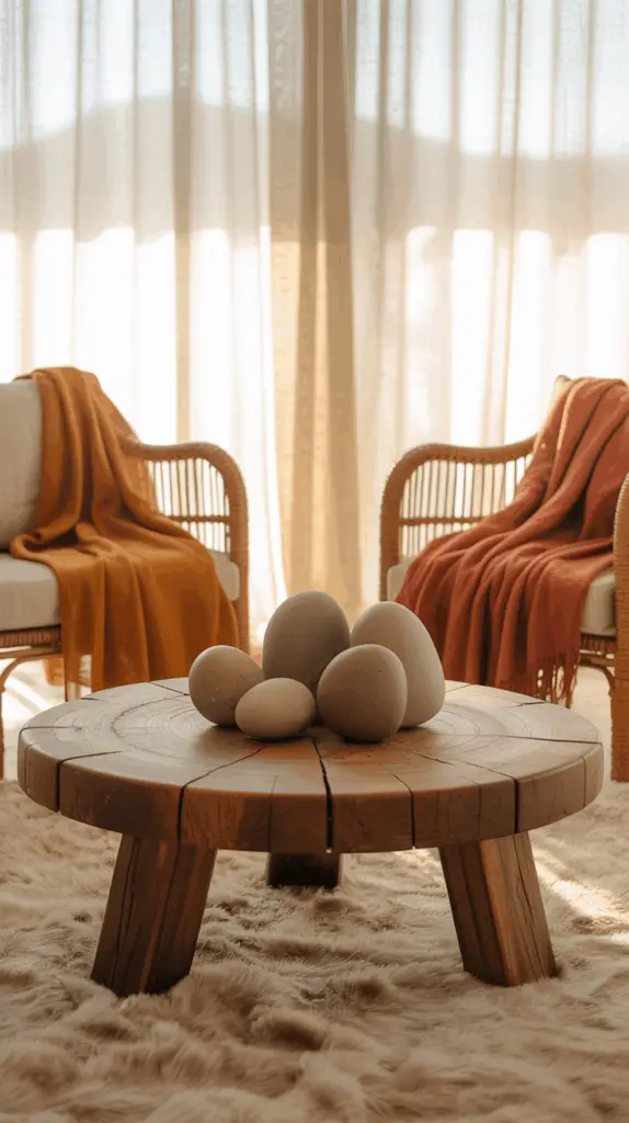 Layering Textures in Warm Earthy Living Room Interiors: Create a Cozy, Inviting Space with Natural Elements