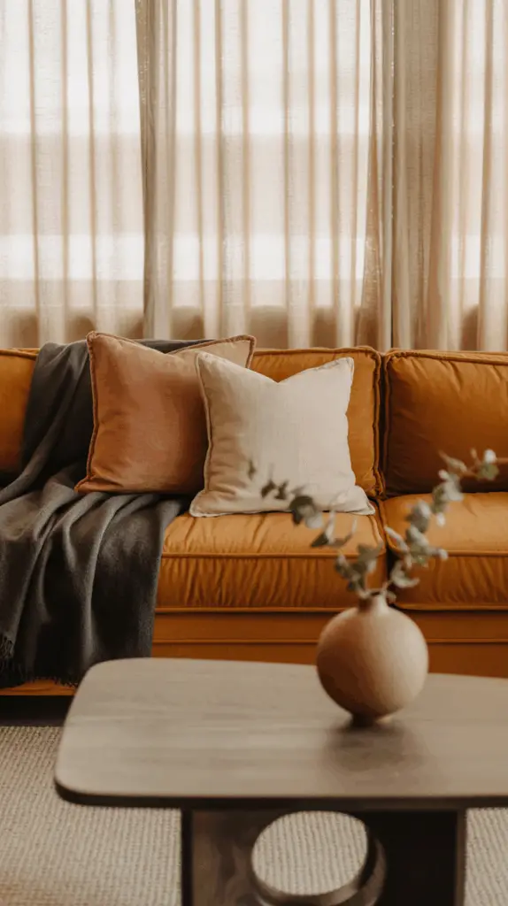 Layering Textures in Warm Earthy Living Room Interiors: Create a Cozy, Inviting Space with Natural Elements