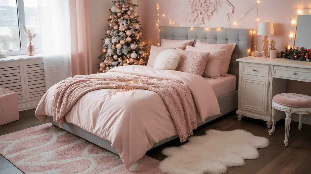 Create a Dreamy Pink Christmas Bedroom: Girly Holiday Decor Ideas for a Cozy Winter Wonderland