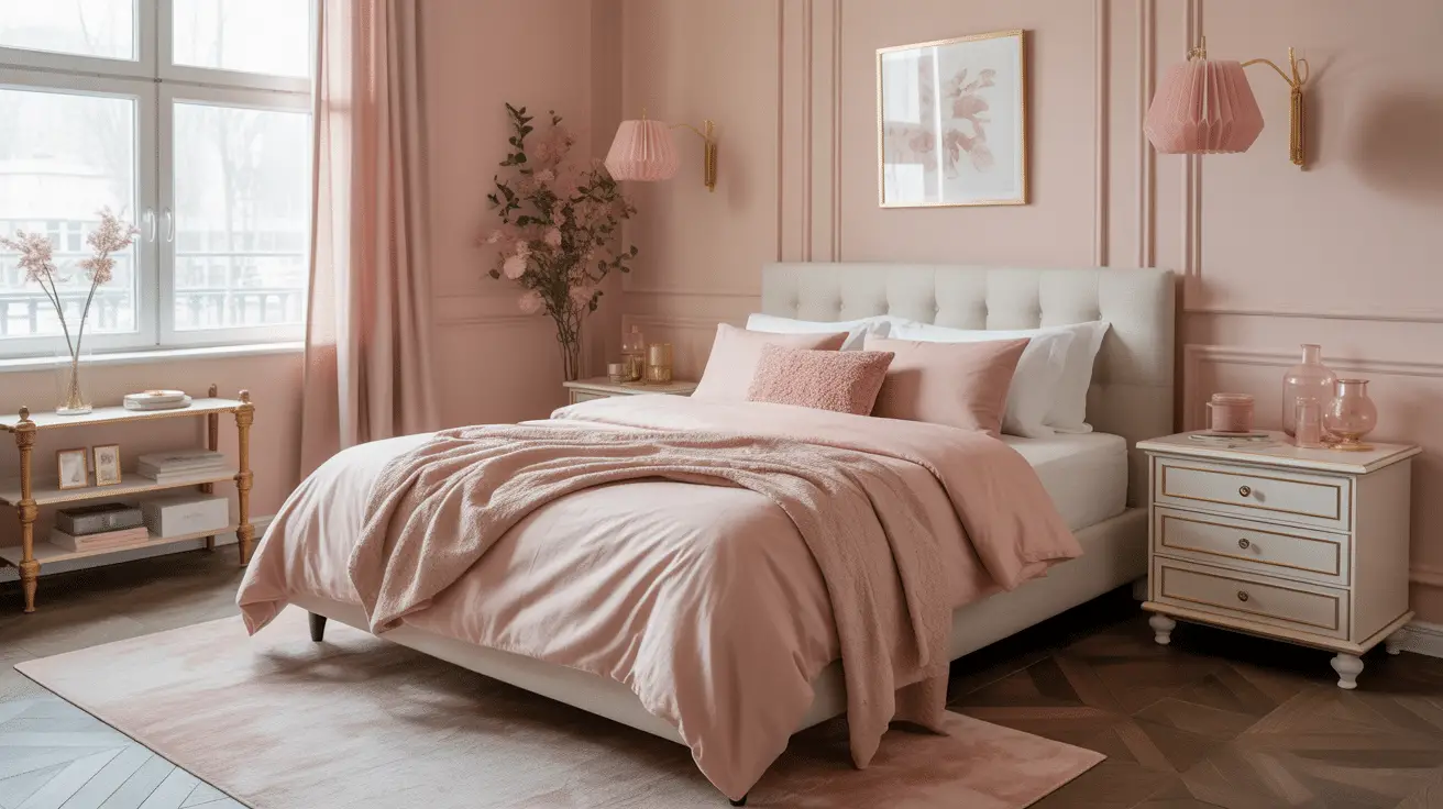 Elegant Pink Christmas Bedroom for a Chic Holiday Retreat: Cozy and Stylish Design Ideas