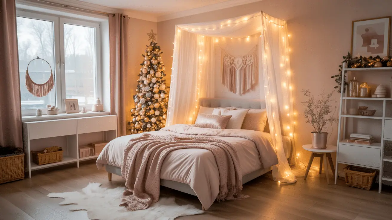 Chic Teen Girl Bedroom Christmas Decor Ideas for a Magical Holiday Makeover