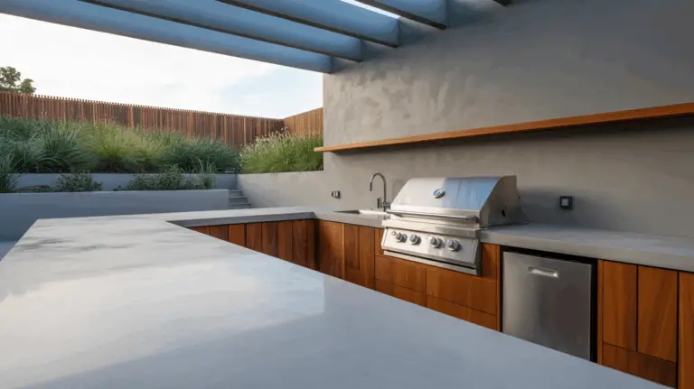 Minimalist Outdoor Kitchen Patio Design with Clean Lines: A Modern, Stylish Space for Cooking and Entertaining