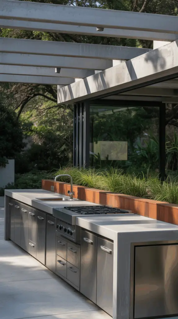 Minimalist Outdoor Kitchen Patio Design with Clean Lines: A Modern, Stylish Space for Cooking and Entertaining 2 Minimalist Outdoor Kitchen Patio Design with Clean Lines: A Modern, Stylish Space for Cooking and Entertaining