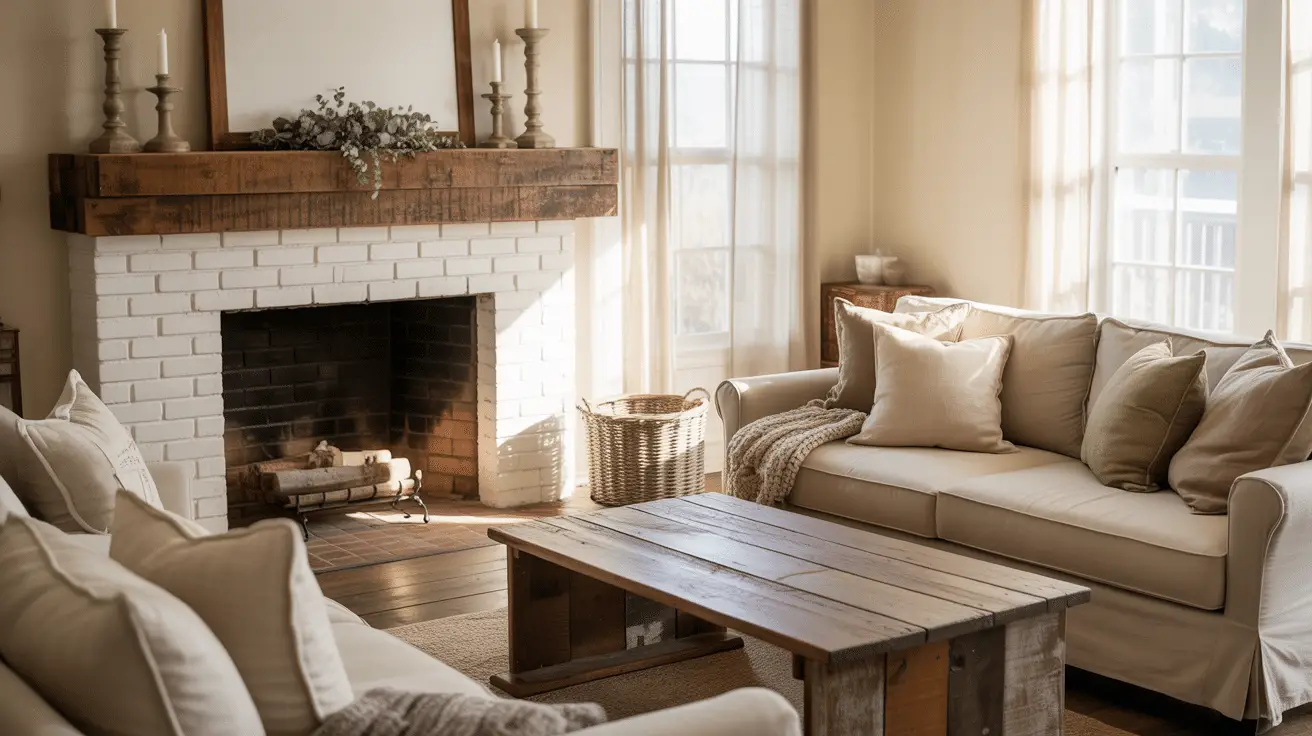 Farmhouse Living Room Mantle Decor Ideas for a Soft Rustic Feel
