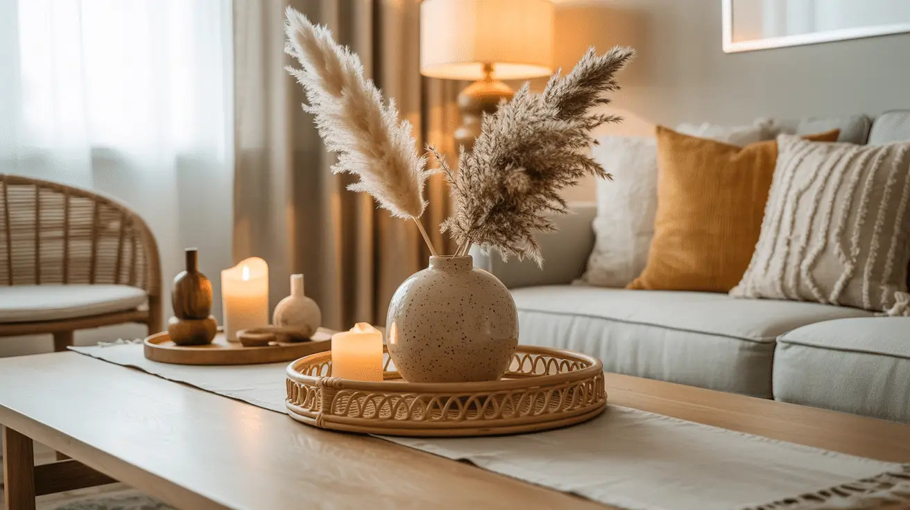 Boho Chic Living Room Table Decor Ideas with Natural Elements for a Warm, Relaxed Aesthetic