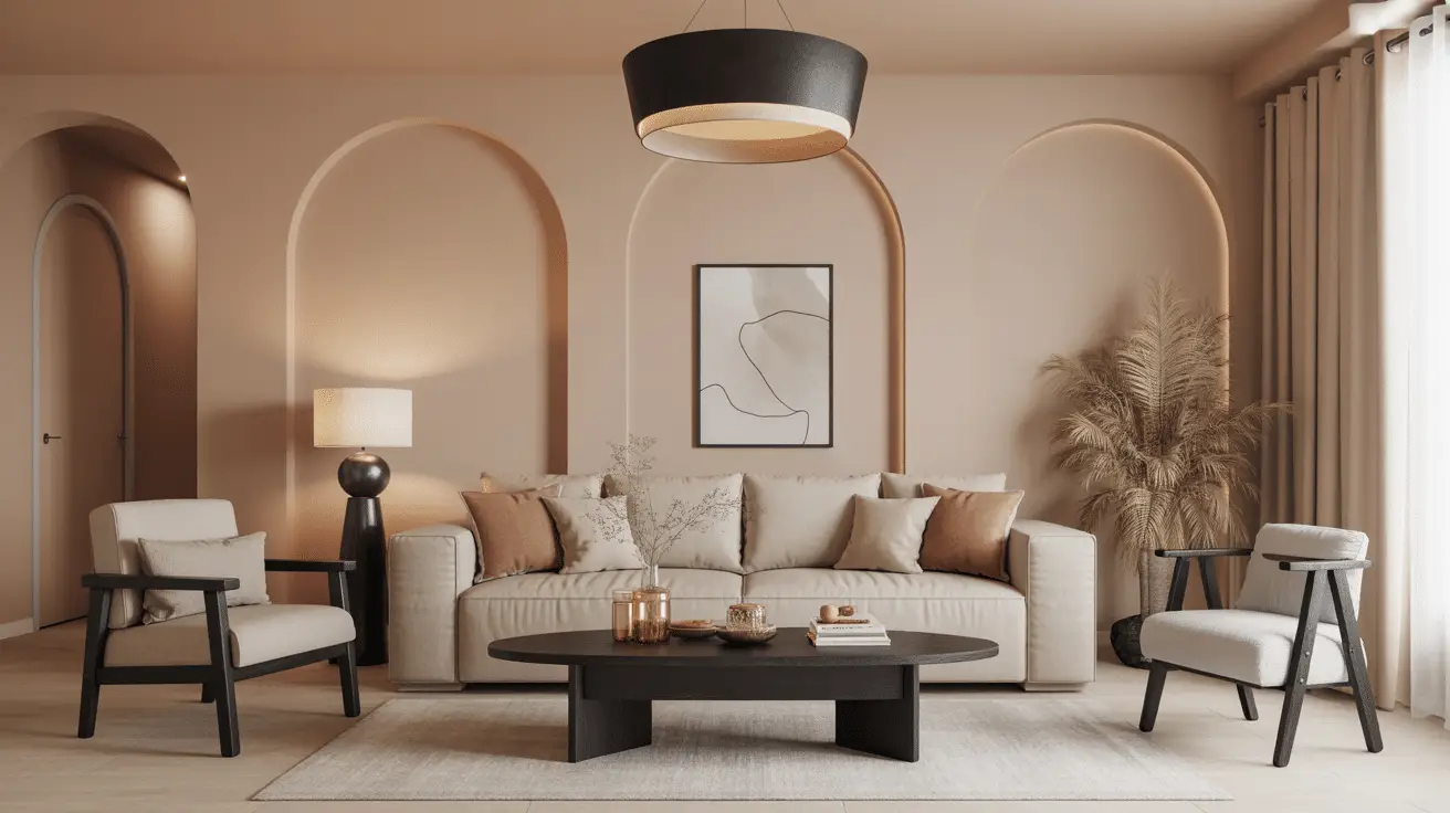 How to Create a Balanced Beige and Black Living Room Atmosphere with Timeless Style