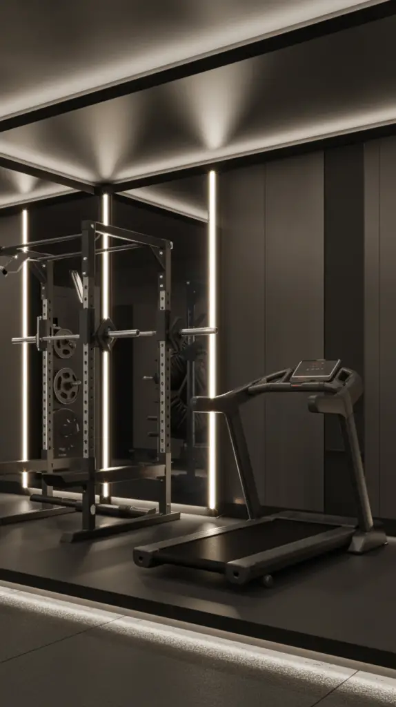 Stylish Dark Home Gym Ideas for a Dramatic, Modern, and Motivational Workout Space 2 Stylish Dark Home Gym Ideas for a Dramatic, Modern, and Motivational Workout Space