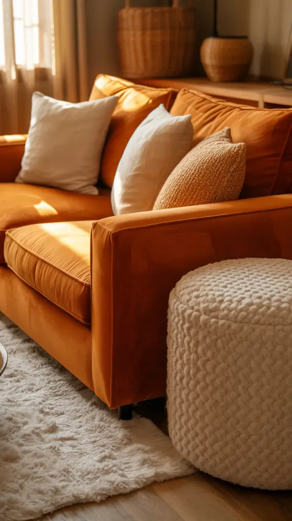 Unique Ways to Decorate with an Orange Couch for Bold, Stylish, and Modern Interiors 2 Unique Ways to Decorate with an Orange Couch for Bold, Stylish, and Modern Interiors