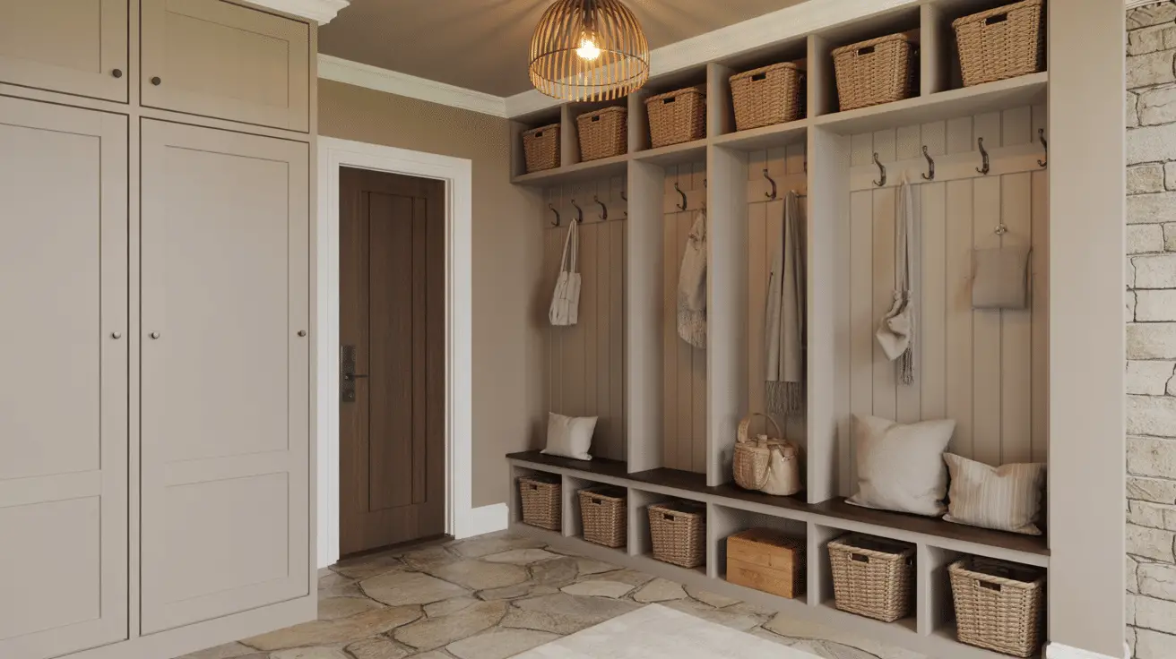 Neutral Mudroom Entryway Ideas for Timeless Home Décor and Everyday Functionality