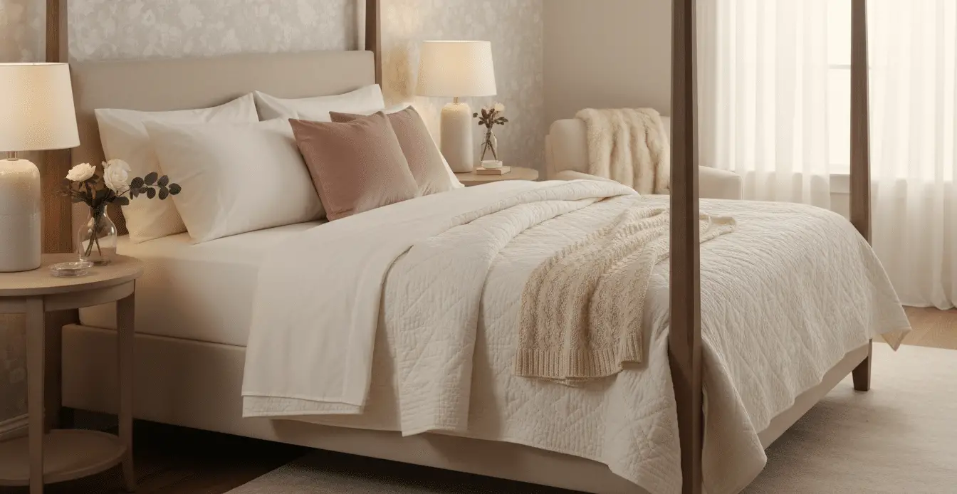 Romantic Bedroom Ideas With Elegant Layered Bedding for a Luxurious, Cozy Retreat