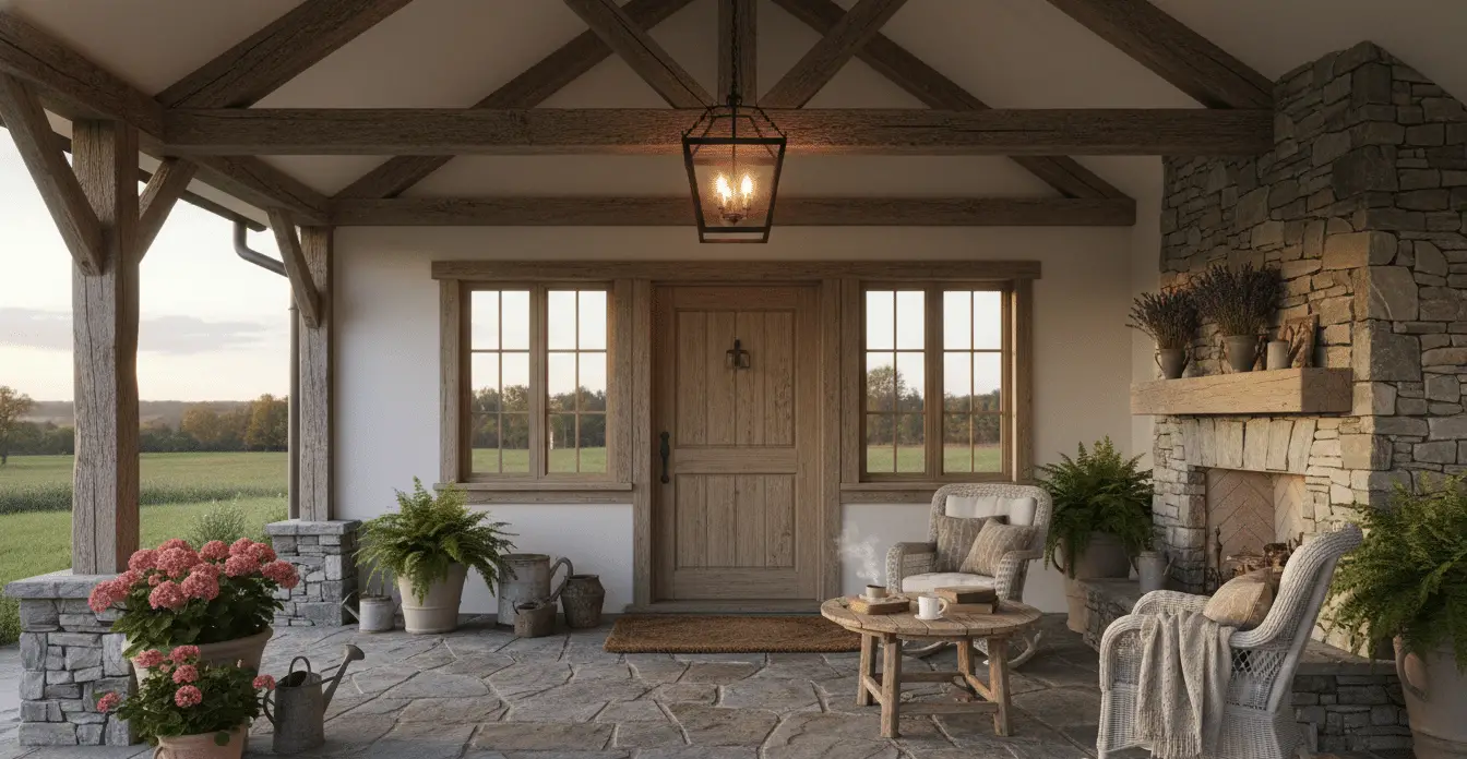 Rustic Home Entrances with Farmhouse Front Porch Ideas for a Warm and ...