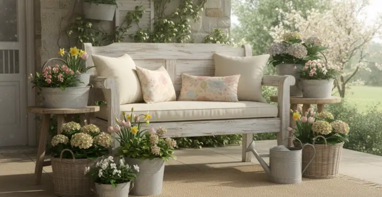 Rustic Spring Porch Decor with Floral Touches for a Charming Seasonal Refresh