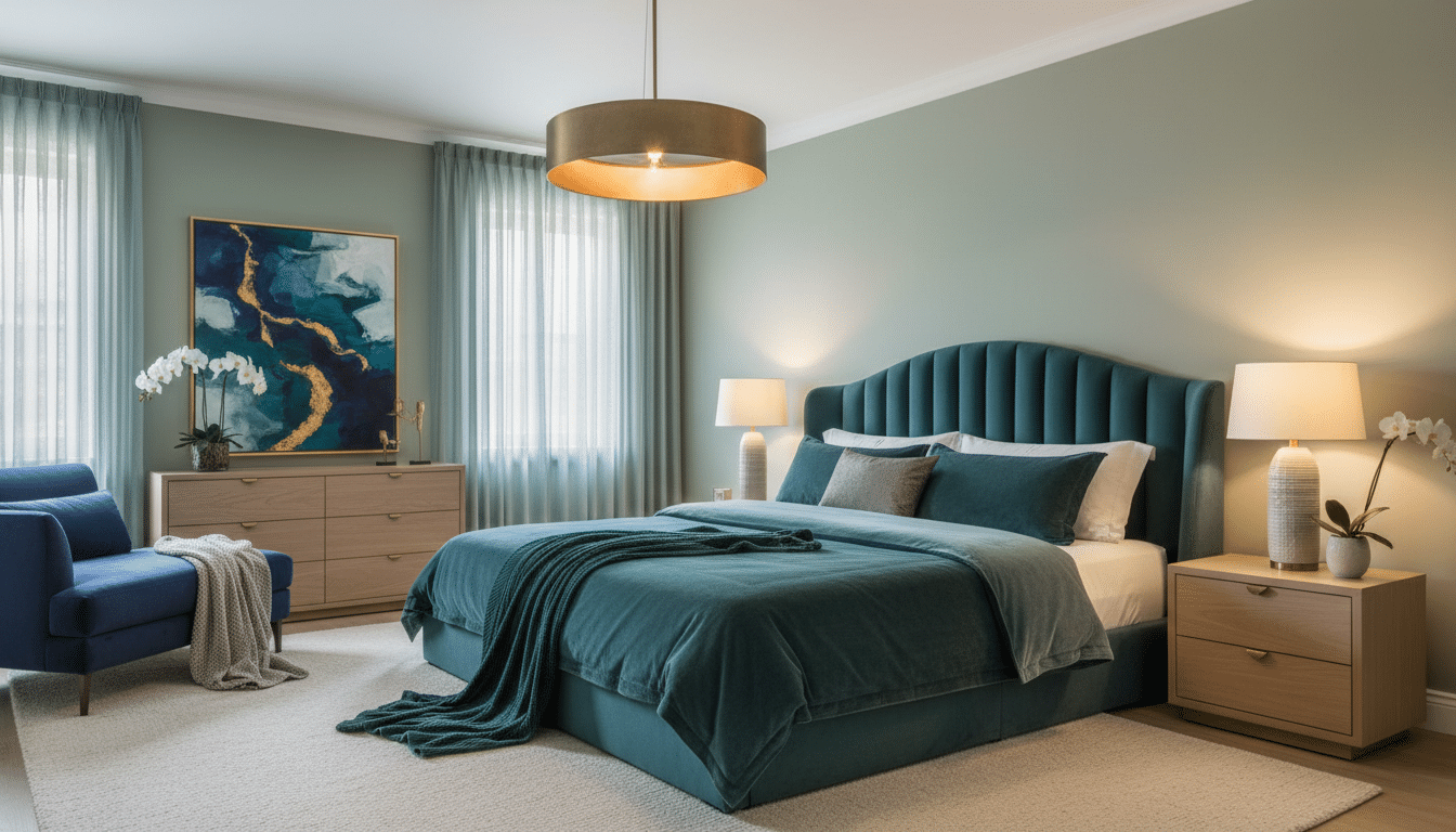 Luxury Feel at Home with a Blue Green Bedroom Color Palette: Elegant Design Ideas for a Serene Retreat